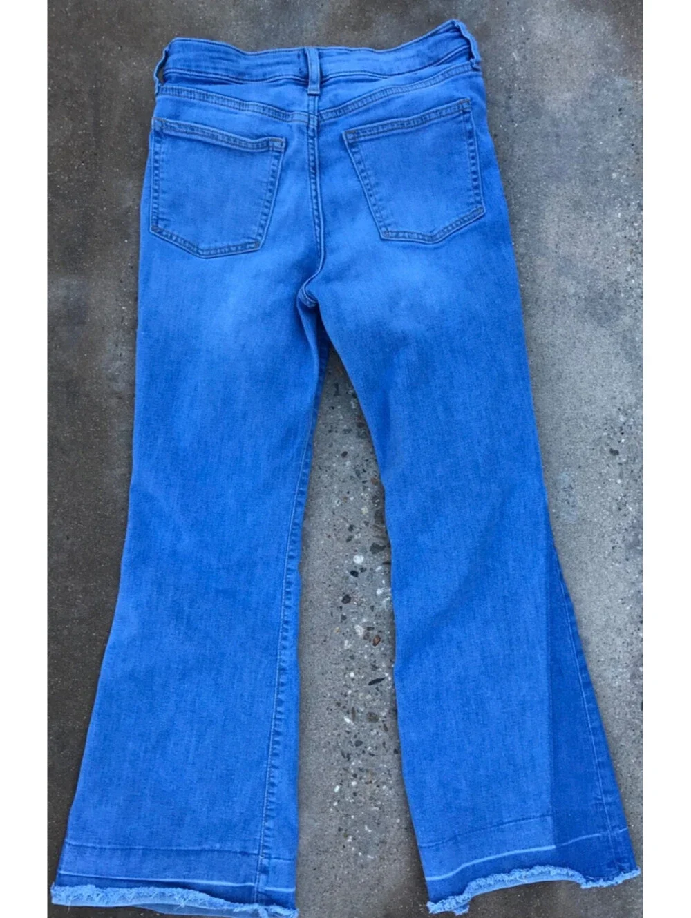 Gap 70s High Rise Flare Jeans Size 16 Blue Medium Wash Denim Two-Tone Stretch